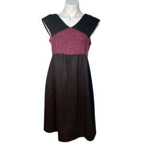 Maternal America Dress Tweed Boudice black ribbed shoulders and black skirt